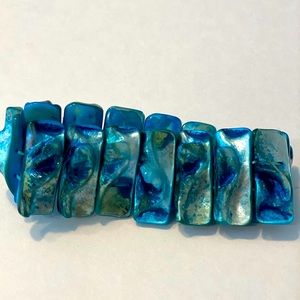 Bright Blue Shell Bracelet, Stretchable